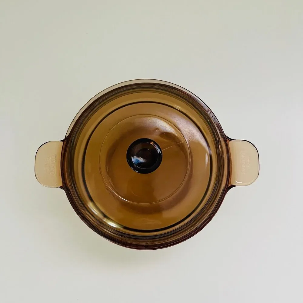 VISIONS Corning France Amber Glass V-20-B Double Boiler Insert Pot 1.5 Qt W Lid